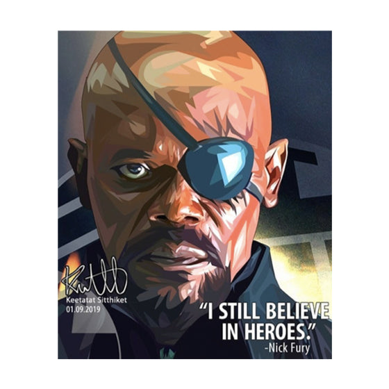 Pop Art Wall Decoration Drawing (Nick Fury - I still believe in Heroes)