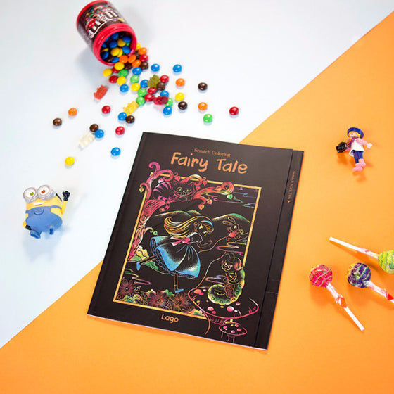 Lago Scratch Art Cartoon Coloring Book for Kids Fairy Tale Drawing