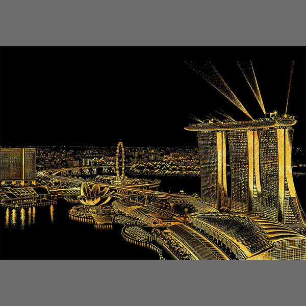 Lago Scratch Art City Night View Drawing Singapore | UP-NEXT