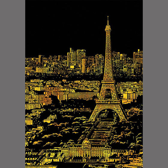 Lago Scratch Art City Night View Drawing Paris Landmark Travel