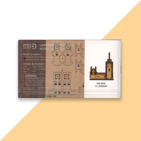 World Landmark Wood DIY 3D Puzzle & Postcard London Big Ben | Travel Gift